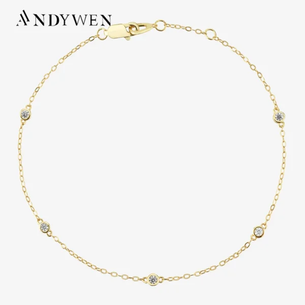 ANDYWEN-925 فضة و الذهب الزركون سوار خرز دائري للنساء ، مجوهرات فاخرة ، سلسلة حفلات الزفاف ، تشيكوسلوفاكيا ، جديد ، 2022